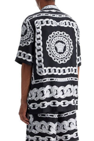 Printed Silk Medusa Chains Bowling Shirt