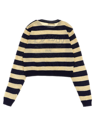 Lurex Striped Sweater With Logo Embroidery