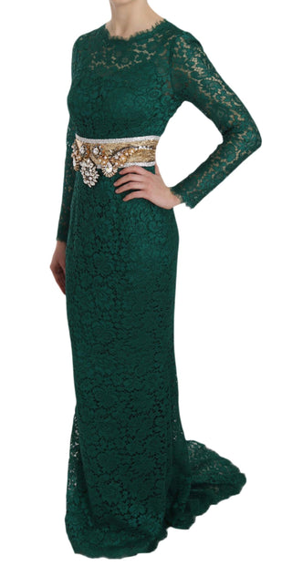 Emerald Elegance Long Sleeve Floor-length Dress