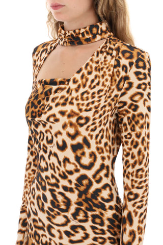 Leopard Printed Jersey Mini Dress