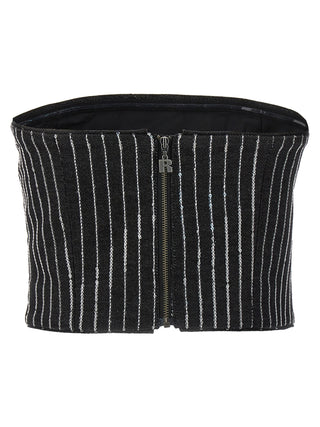 Sequin Pinstripe Crop Top