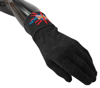 Gray Virgin Wool Unisex Gloves