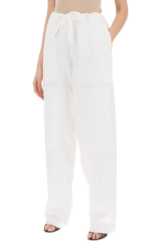 Work  Linen Blend Pants With Patchwork