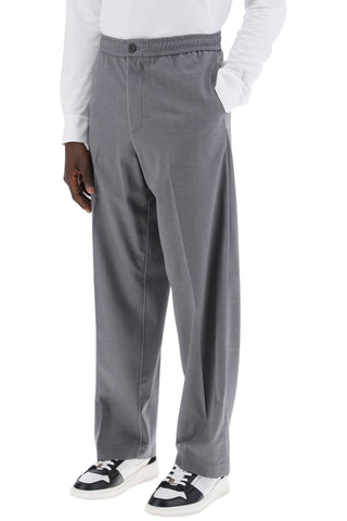 Lightweight Virgin Wool Tailored Trousers In Canvas Fabric