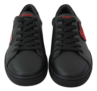 Elegant Leather Sneakers With Red Accents