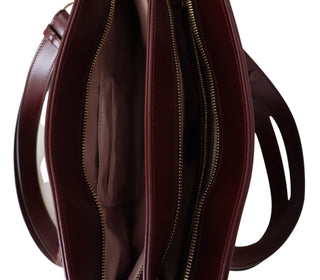 Elegant Red Calf Leather Top Handle Bag