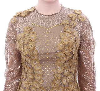 Exquisite Gold Lace Maxi Dress With Crystals - Luxury for You