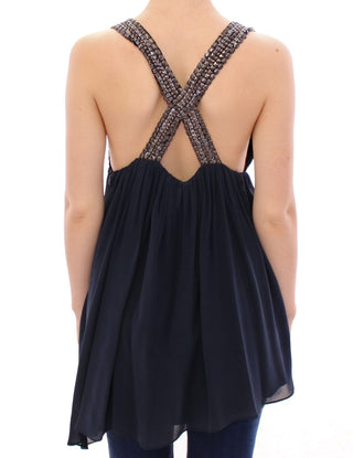 Elegant Navy Blue Sleeveless Blouse - Luxury for You