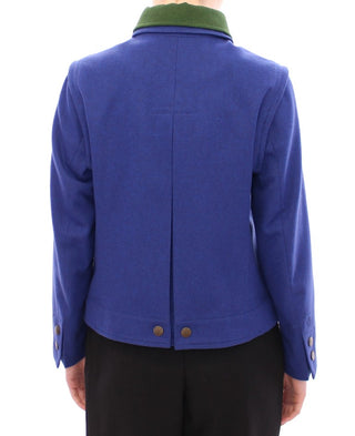 Elegant Blue Wool Jacket With Removable Collar - Luxury for You