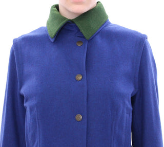 Elegant Blue Wool Jacket With Removable Collar - Luxury for You