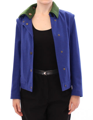 Elegant Blue Wool Jacket With Removable Collar - Luxury for You