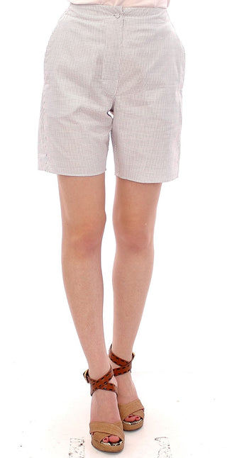 Chic White Checkered Cotton Shorts - Luxury for You