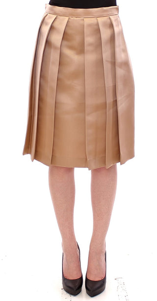 Elegant Silk Pleated Knee-length Skirt - Luxury for You