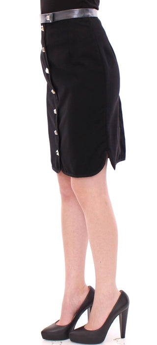 Elegant Black Wool-cotton Blend Skirt - Luxury for You