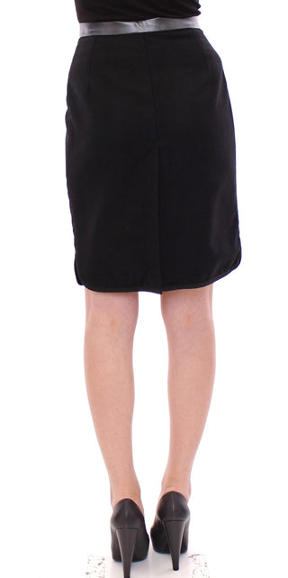 Elegant Black Wool-cotton Blend Skirt - Luxury for You