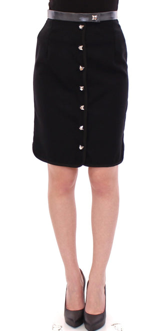 Elegant Black Wool-cotton Blend Skirt - Luxury for You