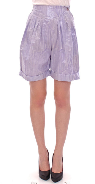 Elegant Purple Viscose Shorts - Side Zip Closure - Luxury for You