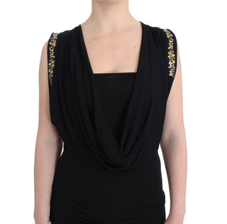 Elegant Sleeveless Black Mini Dress With Gold Details - Luxury for You