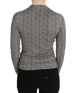 Elegant Black And White Wool Cardigan - Luxury for You