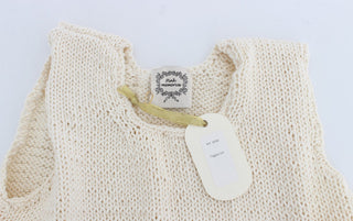 Beige Sleeveless Cotton Blend Vest Sweater - Luxury for You