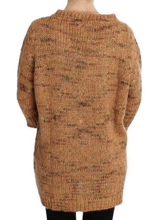 Chic Brown Oversize Knitted V-neck Sweater - Luxury for You