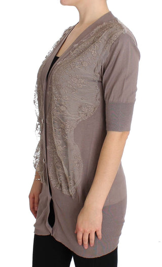 Elegant Purple Cotton Lace Cardigan Sweater - Luxury for You