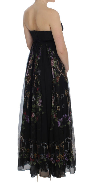 Multicolor Rose & Key Print Maxi Dress With Crystal - Luxury for You