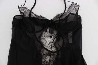 Elegant Black Silk Lace Lingerie Chemise - Luxury for You