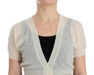 Elegant Off-white Cropped Alpaca-wool Blend Sweater - Luxury for You