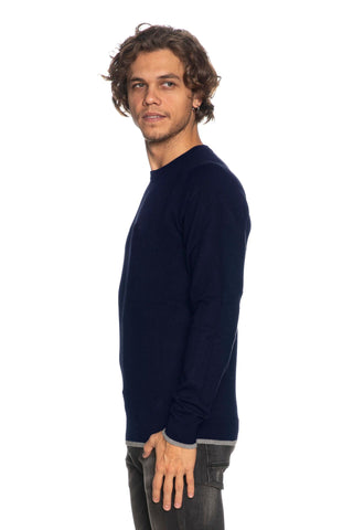 Blue Viscose Men Sweater