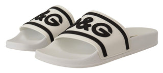 Chic White Leather Slides With Black Detailing