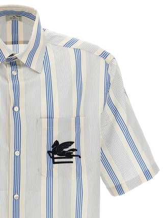 Logo Embroidery Striped Shirt