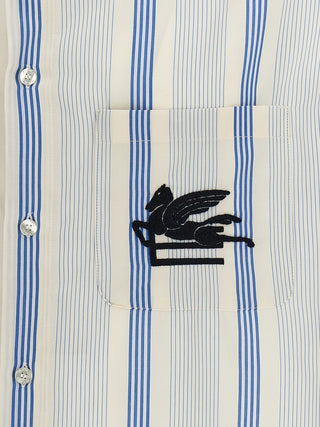 Logo Embroidery Striped Shirt