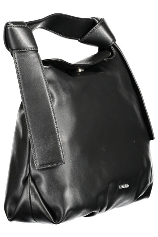 Black Polyester Women Handbag