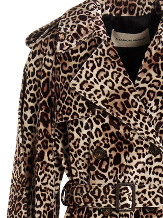 Leopard Velvet Trench Coat