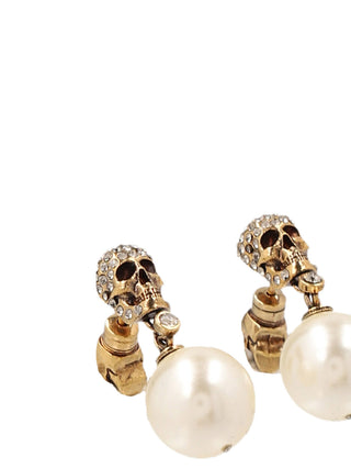 Pearl N Skull Earrings