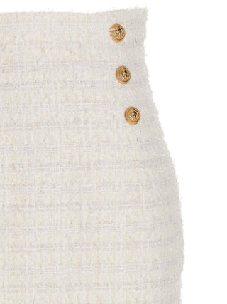 Logo Button Tweed Skirt