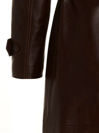 Double-breasted Leather Trench Coat