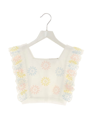 Embroidery Ruches Top