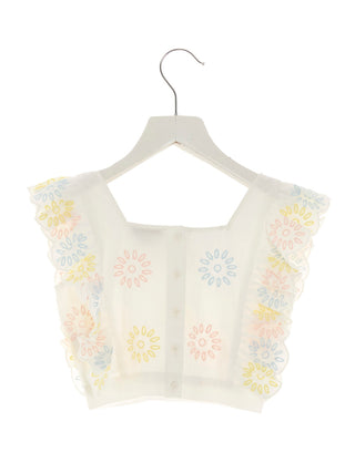 Embroidery Ruches Top