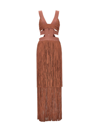 Low Waist Banded Fringe Dress