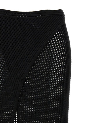 Fishnet Knit Midi Wrap Skirt