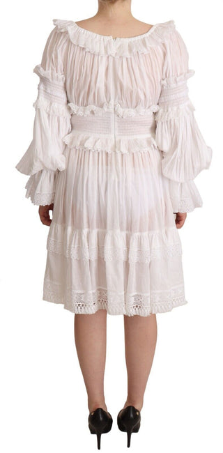 Elegant Off-shoulder Ruffled Dress In White