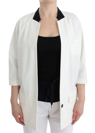 Chic White Cotton Blend Blazer - Luxury for You