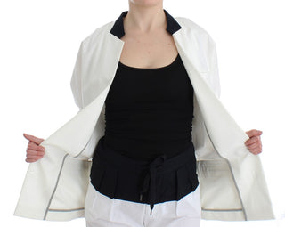 Chic White Cotton Blend Blazer - Luxury for You