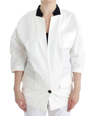 Chic White Cotton Blend Blazer - Luxury for You