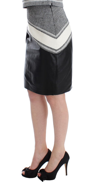 Elegant Leather Liza Skirt In Black And Gray - Luxury for You