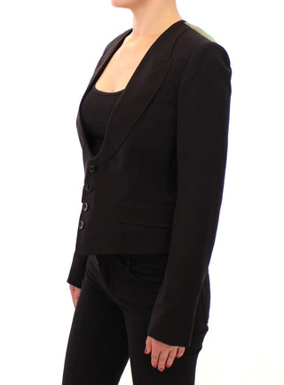 Elegant Silk-blend Black Blazer With Scarf Back Detail - Luxury for You