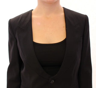 Elegant Silk-blend Black Blazer With Scarf Back Detail - Luxury for You