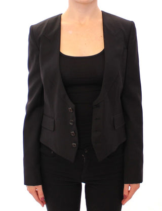 Elegant Silk-blend Black Blazer With Scarf Back Detail - Luxury for You